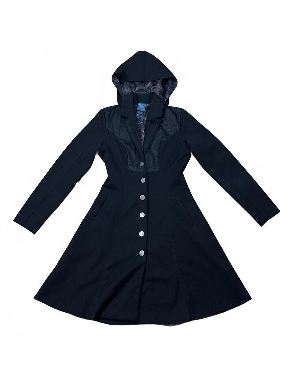 Harry Potter Deathly Hallows Trench Coat Hooded Black Womens Size Small